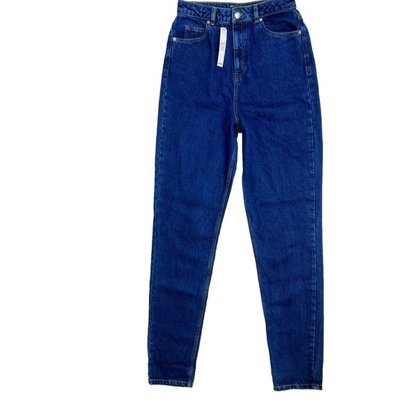 NWT Asos Mom Jeans High Rise Dark Wash Wash Blue Denim Women's Tall 28 x 38 Sz 6 - Picture 1 of 9